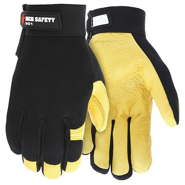 Mechanics Gloves, M, Black/Gold, Spandex