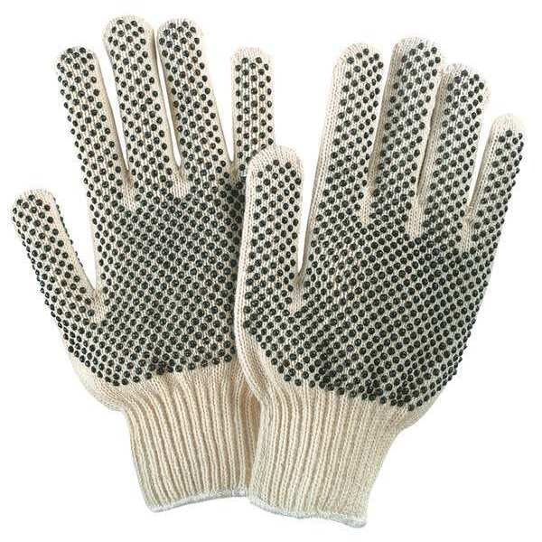 Knit Gloves, XL, Natural/Blk, PVC, PR