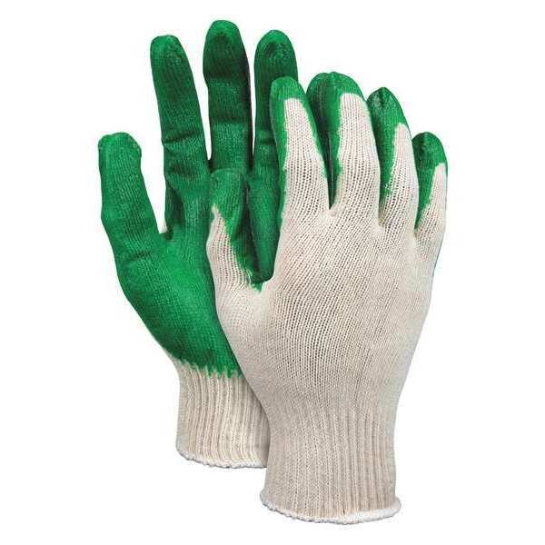 Latex Coated Gloves, Palm Coverage, White/Green, S, 12PK