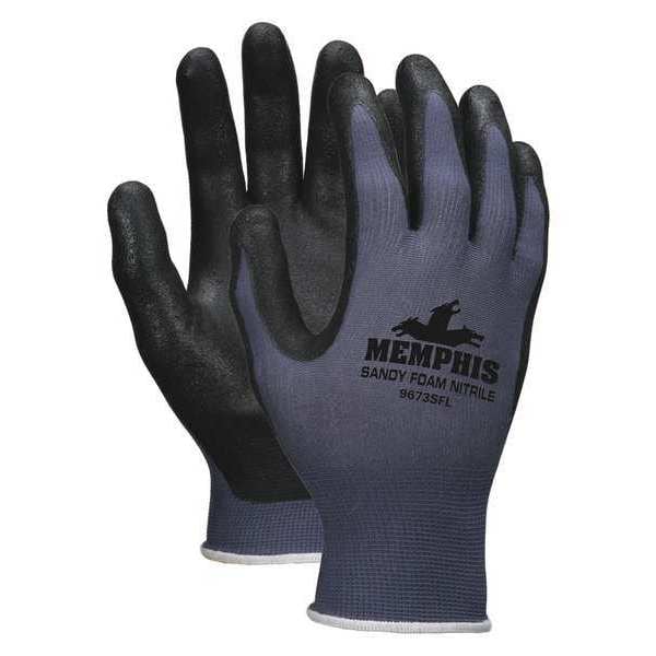Foam Nitrile Coated Gloves, Palm Coverage, Black/Blue, 2XL, PR