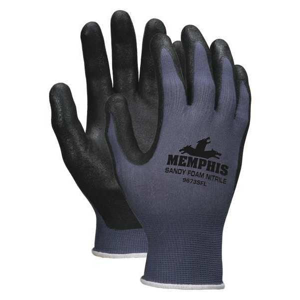 Foam Nitrile Coated Gloves, Palm Coverage, Black/Blue, XS, PR