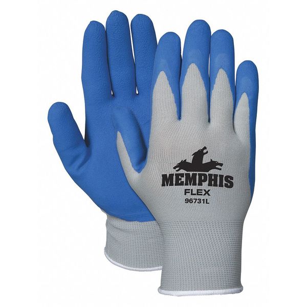Foam Latex Coated Gloves, Palm Coverage, Blue/Gray, M, PR