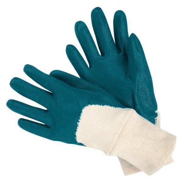 Nitrile Coated Gloves, 3/4 Dip Coverage, Blue/White, M, PR