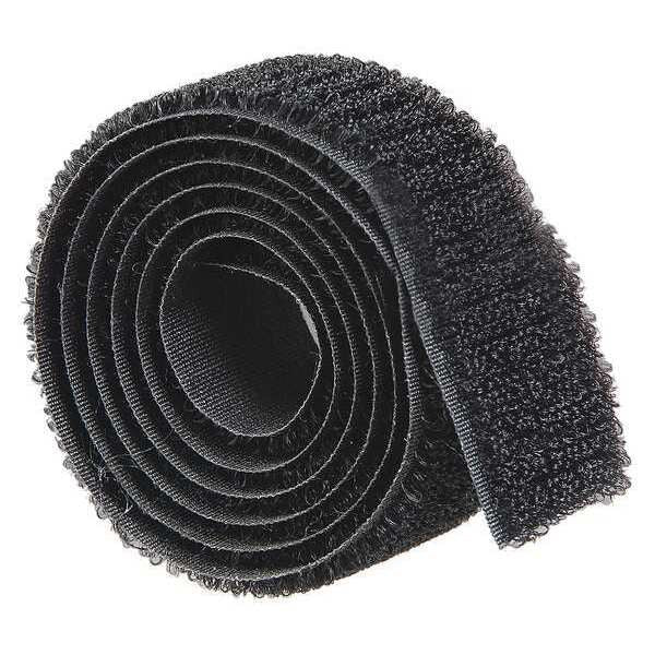 Reclosable Fastener, No Adhesive, 150 ft, 1 in Wd, Black