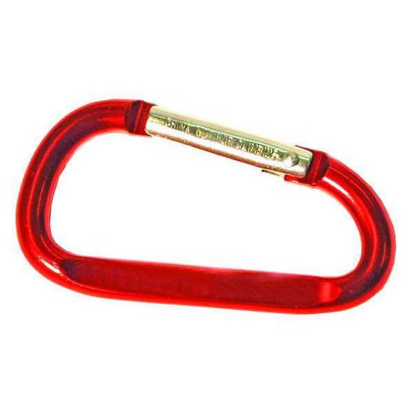 Carabiner, Spring-Loaded, 2 in L, Aluminum, Red