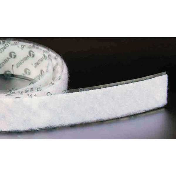 Reclosable Fastener, Rubber Adhesive, 75 ft, 1 in Wd, White