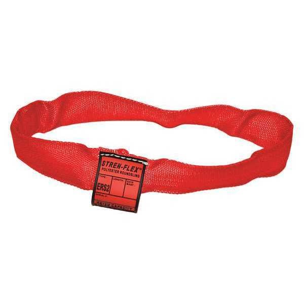 Round Sling, Endless, Red, 12ft L, Polyester
