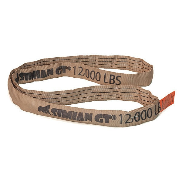 Round Sling, Endless, Tan, 8ft. L, Polyester