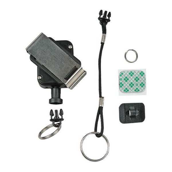 Radio Retractor, 32inL, Black, SS, Belt Clip