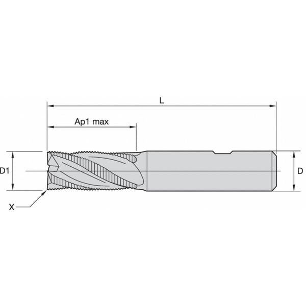 End Mill, 0.7500 in. Milling Dia., 6209