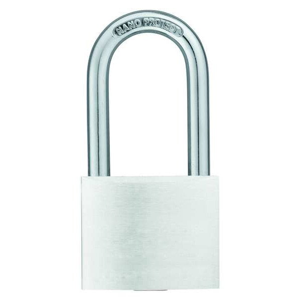 Padlock, Keyed Alike, Long Shackle, Rectangular Aluminum Body, Hardened Steel Shackle, 7/8 in W