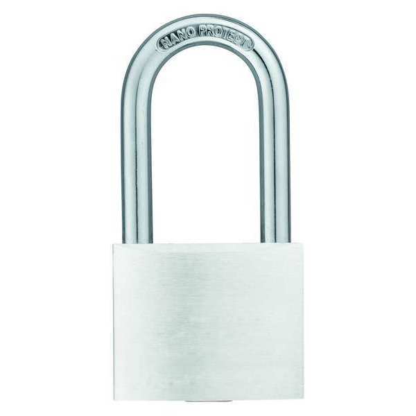 Padlock, Keyed Different, Long Shackle, Rectangular Aluminum Body, Hardened Steel Shackle