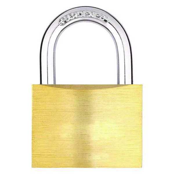 Padlock, Keyed Alike, Standard Shackle, Rectangular Brass Body, Hardened Steel Shackle, 15/16 in W