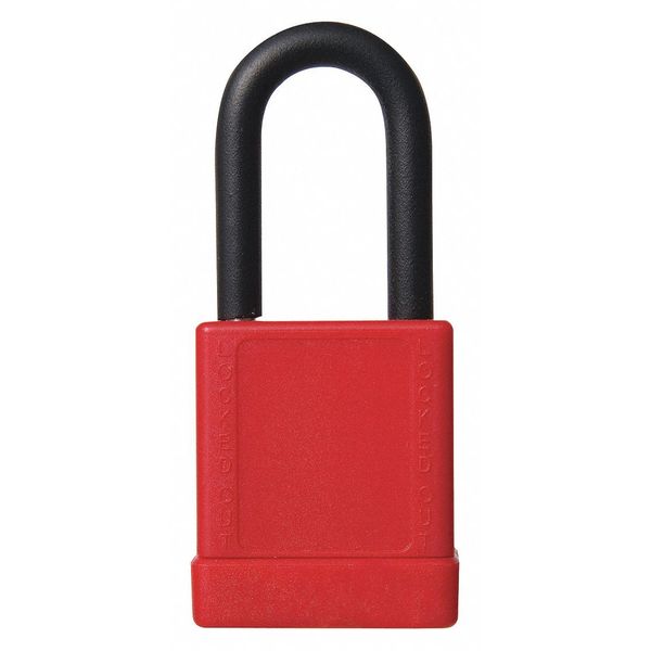 Lockout Padlock, Keyed Different, Aluminum Body, Hardened Steel Shackle, Standard, 2 in H, Red