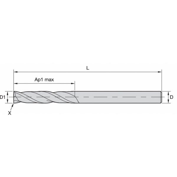 End Mill, 16.00mm Milling Dia., 4002