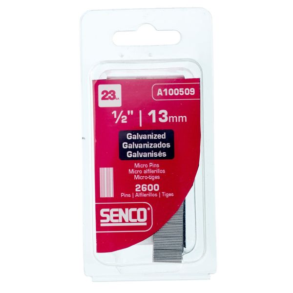 Collated Pin Nail, 1/2 in L, 23 ga, Galvanized, Headless Head, Straight, 2600 PK