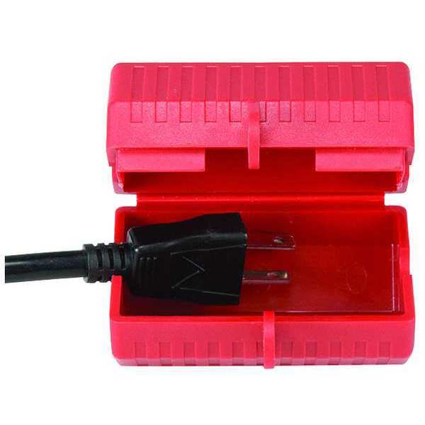Plug Lockout, Red, Plastic, 1 Padlock