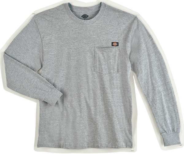 Long Sleeve T-Shirt, Cotton, Hthr Gry, 3XL