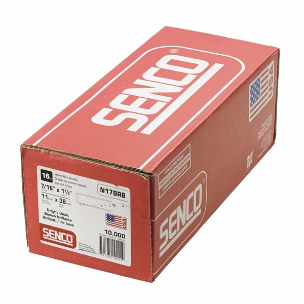 Staples, 16 ga, Standard Crown, 1-1/2 in Leg L, Steel, 10000 PK