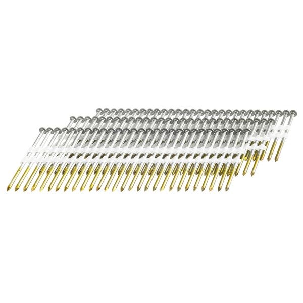 Collated Framing Nail, 3 in L, 11 ga, Bright, Flat Head, 15 Degrees, 4000 PK