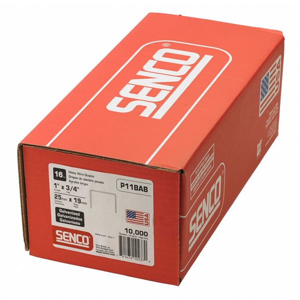 Staples, 16 ga, Standard Crown, 3/4 in Leg L, Steel, 10000 PK