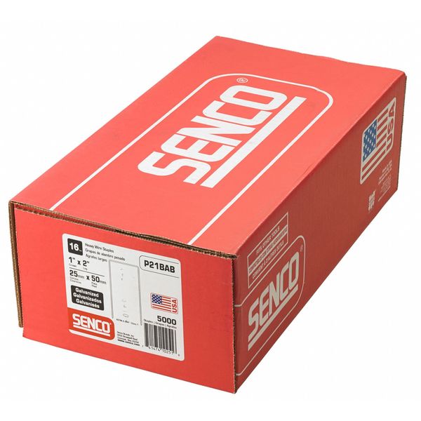 Staples, 16 ga, Standard Crown, 2 in Leg L, Steel, 5000 PK