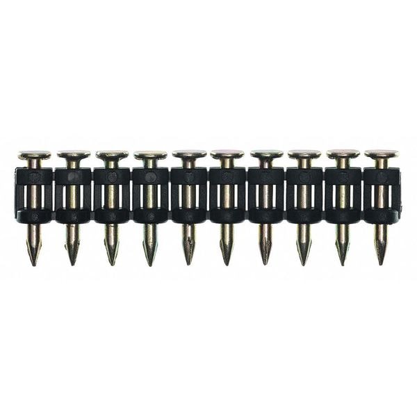 Collated Concrete Nail, 3/4 in L, 12 ga, Zinc Galvanized, Flat Head, Straight, 1000 PK