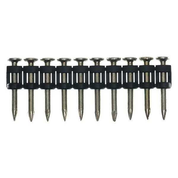 Collated Concrete Nail, 1 in L, 12 ga, Zinc Galvanized, Flat Head, Straight, 1000 PK