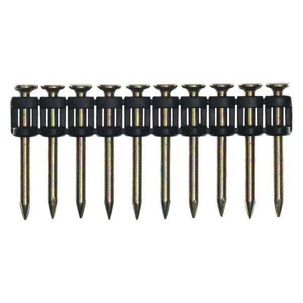 Collated Concrete Nail, 1-1/4 in L, 23 ga, Zinc Galvanized, Flat Head, Straight, 1000 PK