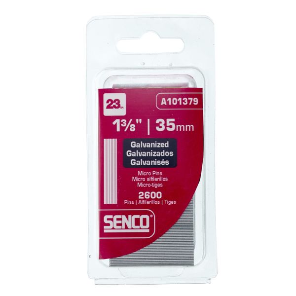 Collated Headless Pin, 1-3/8 in L, 23 ga, Electro Galvanized, Headless Head, Straight, 2600 PK