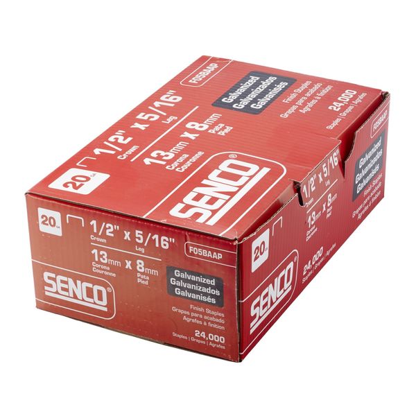 Staples, 20 ga, Standard Crown, 5/16 in Leg L, Steel, 24000 PK