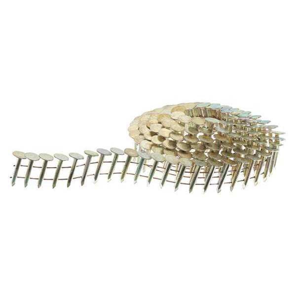 Collated Roofing Nail, 3/4 in L, 11 ga, Electro Galvanized, Flat Head, 15 Degrees, 7200 PK