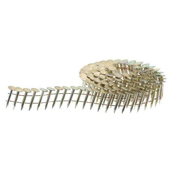 Collated Roofing Nail, 3/4 in L, 11 ga, Electro Galvanized, Flat Head, 15 Degrees, 7200 PK