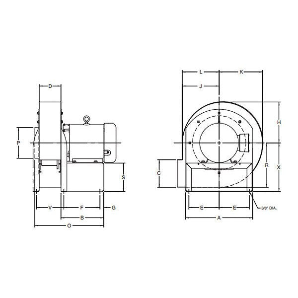 High Pressure Blower, 7-3/4 in Wheel Dia.