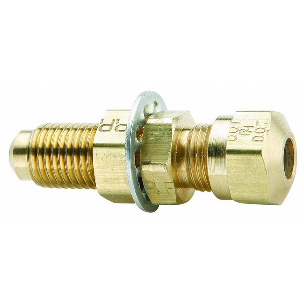 Bulkhead Union, Brass, 1/4 in. Tube Size