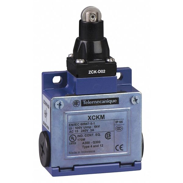 Limit Switch, Plunger, Roller, 1NC/1NO, 10A @ 240V AC