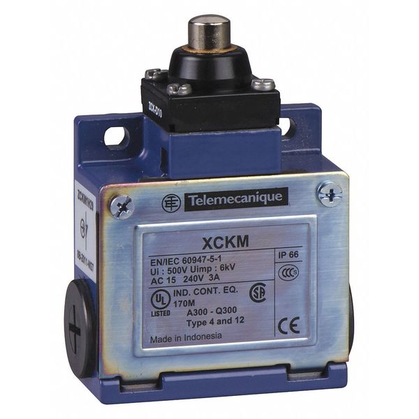 Limit Switch, Plunger, 1NC/1NO, 10A @ 240V AC, Actuator Location: Top