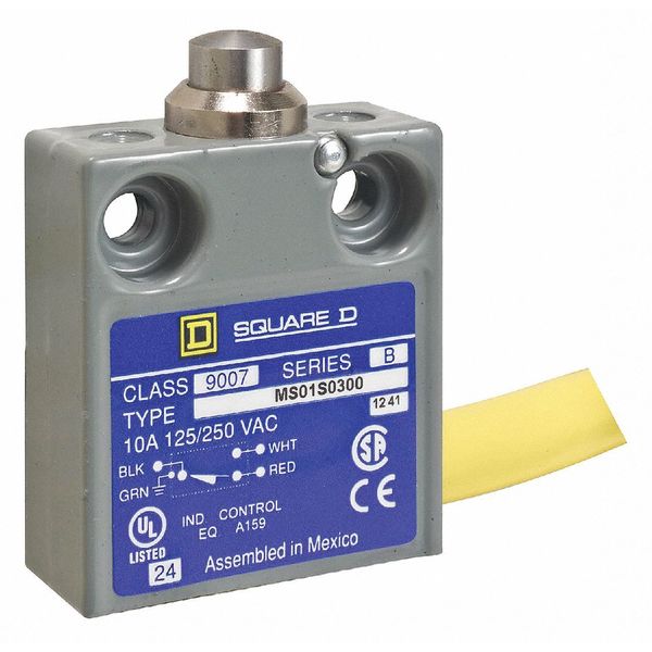 Limit Switch, Plunger, Spring Return, SPDT, 10A @ 240V AC