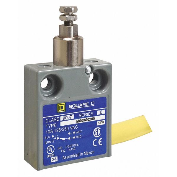 Limit Switch, Plunger, Spring Return, SPDT, 10A @ 240V AC