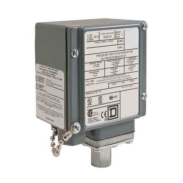 Pressure Switch, (1) Port, 1/4-18 in FNPT, DPDT, 5 to 250 psi, Standard Action
