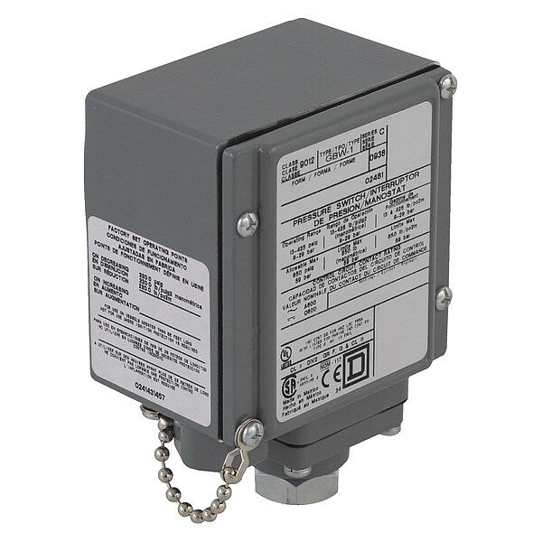 Pressure Switch, (1) Port, 1/4-18 in FNPT, DPDT, 13 to 425 psi, Standard Action