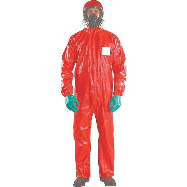 Chem Res Hooded Coverall, Red, 5XL, PK15