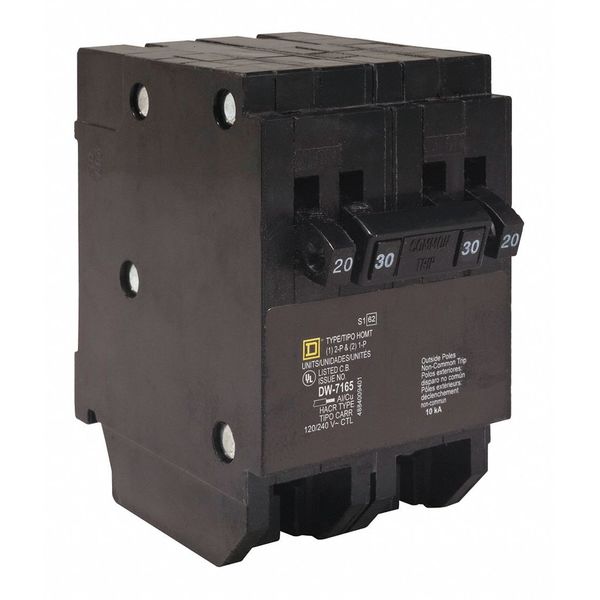 Miniature Circuit Breaker, 20, 120/240VAC, 1, 2 Pole, Plug-In Mounting Style, HOM Series