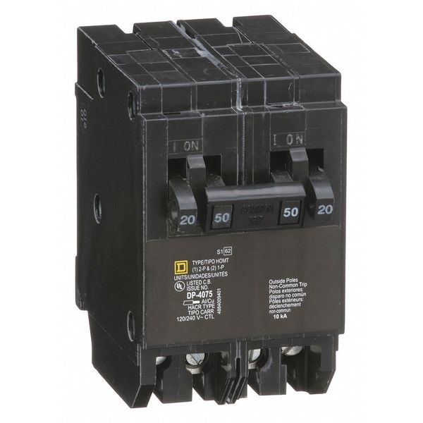 Miniature Circuit Breaker, 20, 120/240VAC, 1, 2 Pole, Plug-In Mounting Style, HOM Series