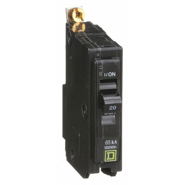 Miniature Circuit Breaker, 20, 120/240VAC, 1 Pole, Bolt-On Mounting Style, QHB Series