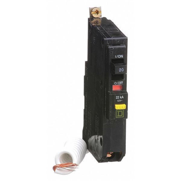 Miniature Circuit Breaker, 20, 120VAC, 1 Pole, Bolt-On Mounting Style, QOB Series