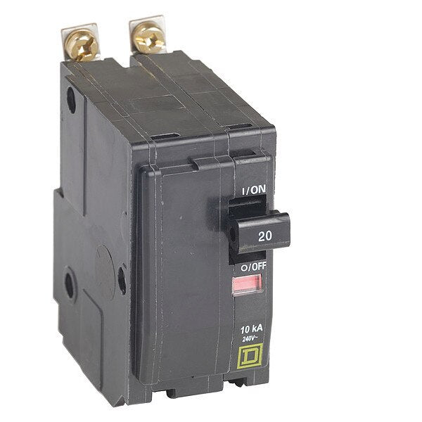 Miniature Circuit Breaker, 20, 240VAC, 2 Pole, Bolt-On Mounting Style, QOB Series