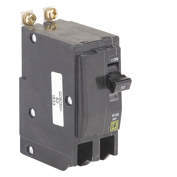 Miniature Circuit Breaker, 50, 240VAC, 2 Pole, Bolt-On Mounting Style, QOB Series