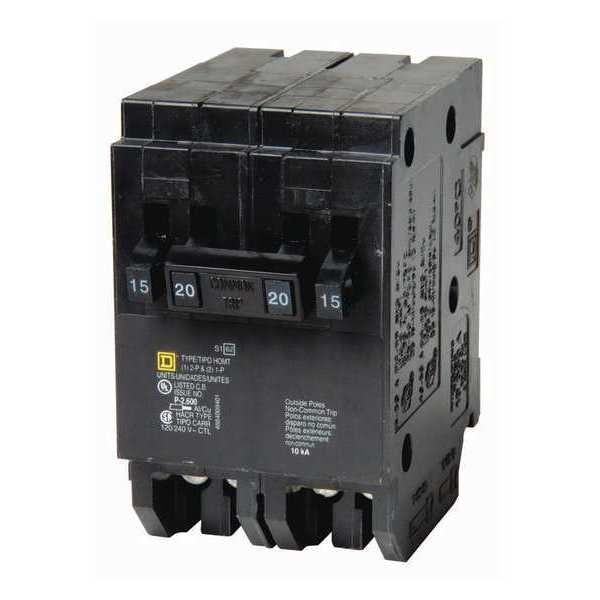 Miniature Circuit Breaker, 15, 120/240VAC, 1, 2 Pole, Plug-In Mounting Style, HOM Series