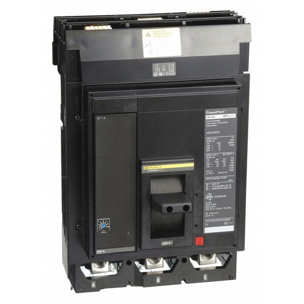 Molded Case Circuit Breaker, 800, 600VAC, 3 Pole, I-Line Bracket Mounting Style